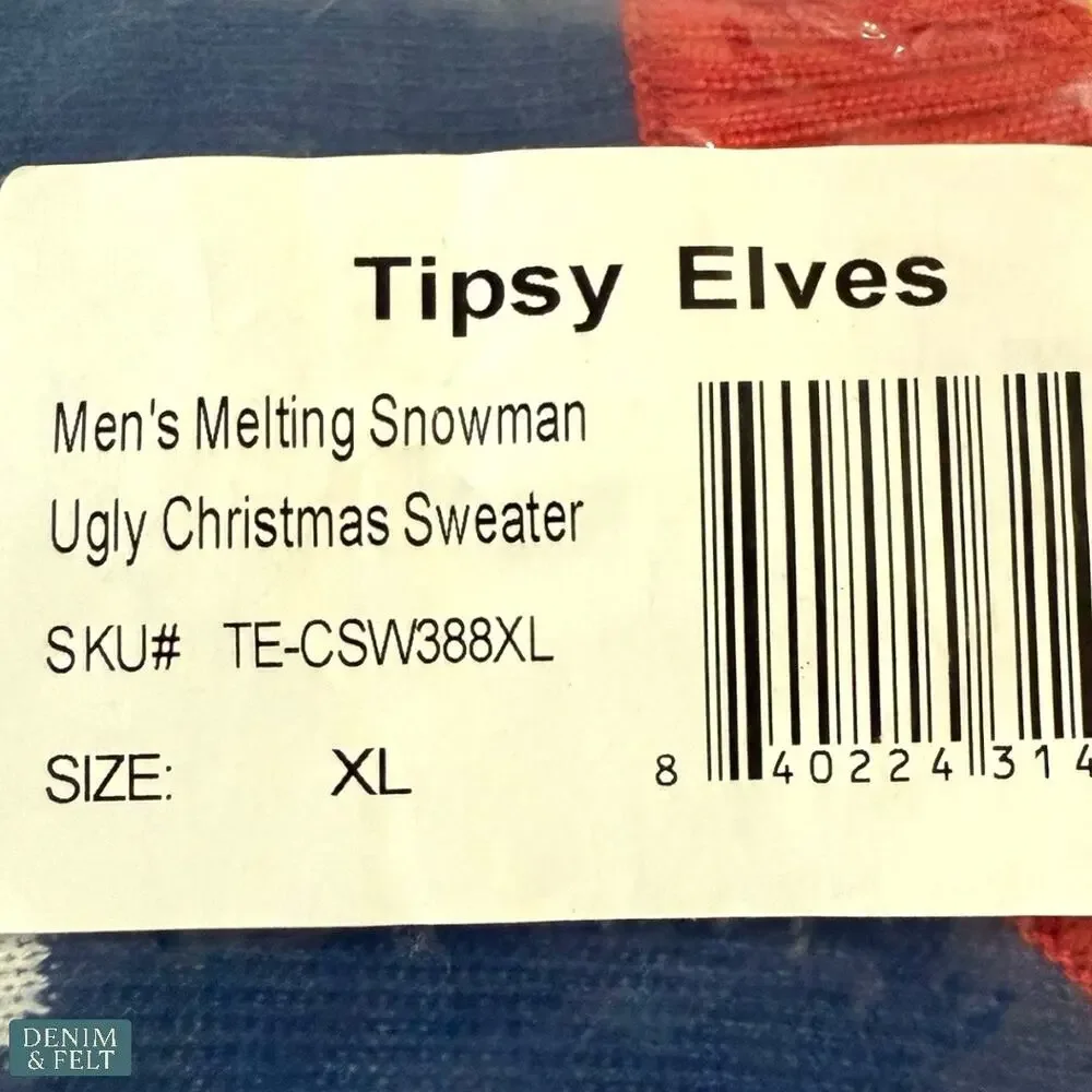 NEW Tipsy Elves‎ Men’s Melting Snowman Ugly Christmas Sweater Holiday Graphic XL